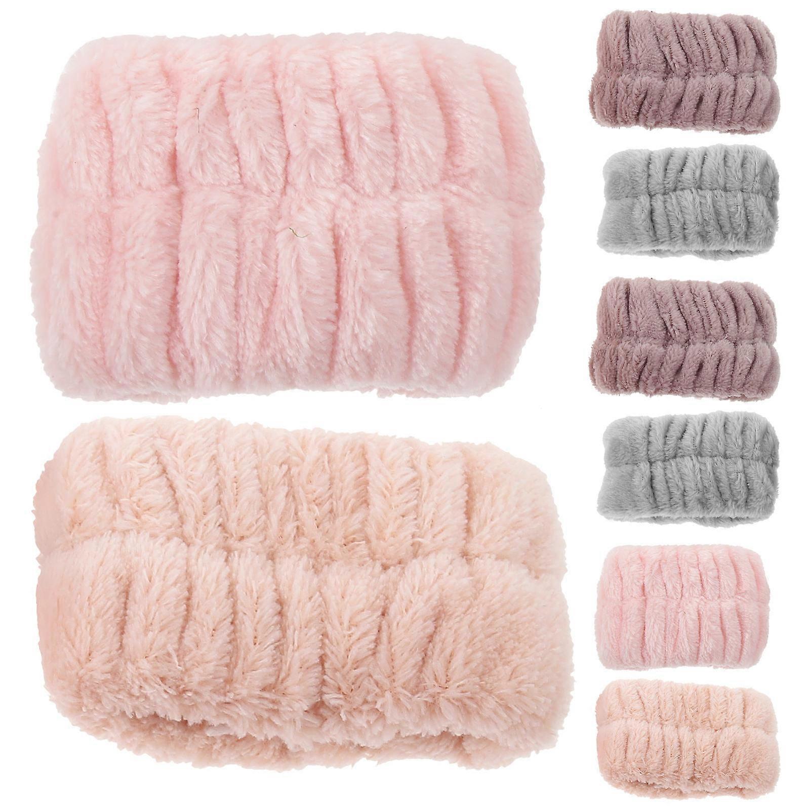 Chic Plush Wrist Straps For Makeup And Housework In Assorted Color With Absorbent Function 4 Pairs