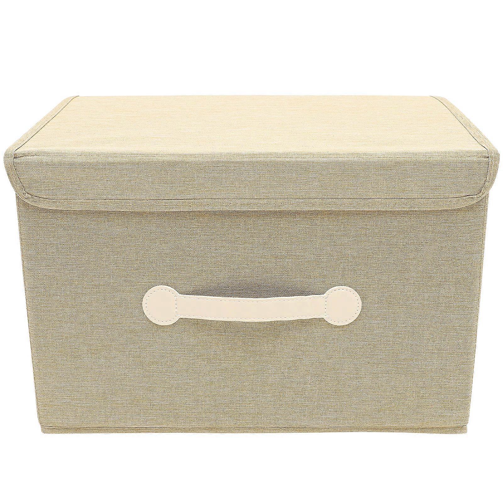 Large Storage Box with Lid for Home in Khaki Color Cloth Material Portable and 1 Piece