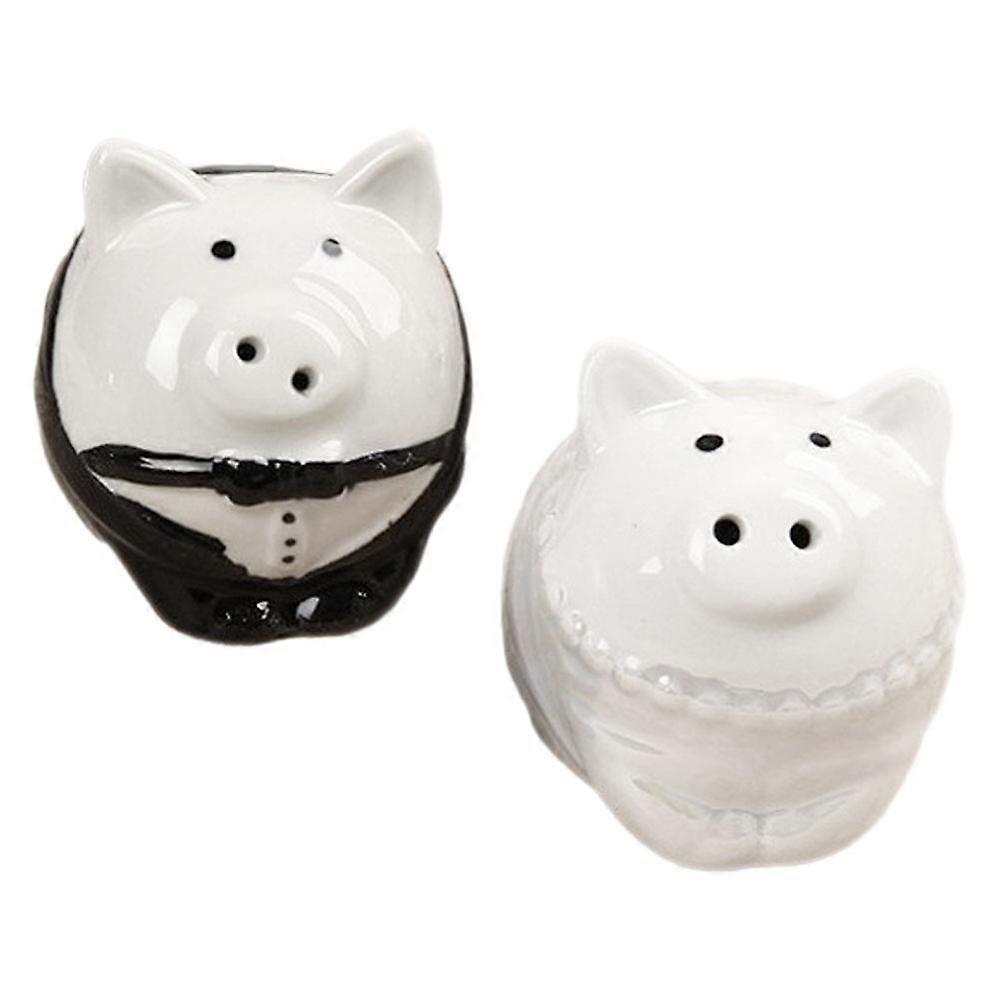Ceramic Salt Keeper Pig Shape 1Pair Airtight Storage for Kitchen and Dining Room