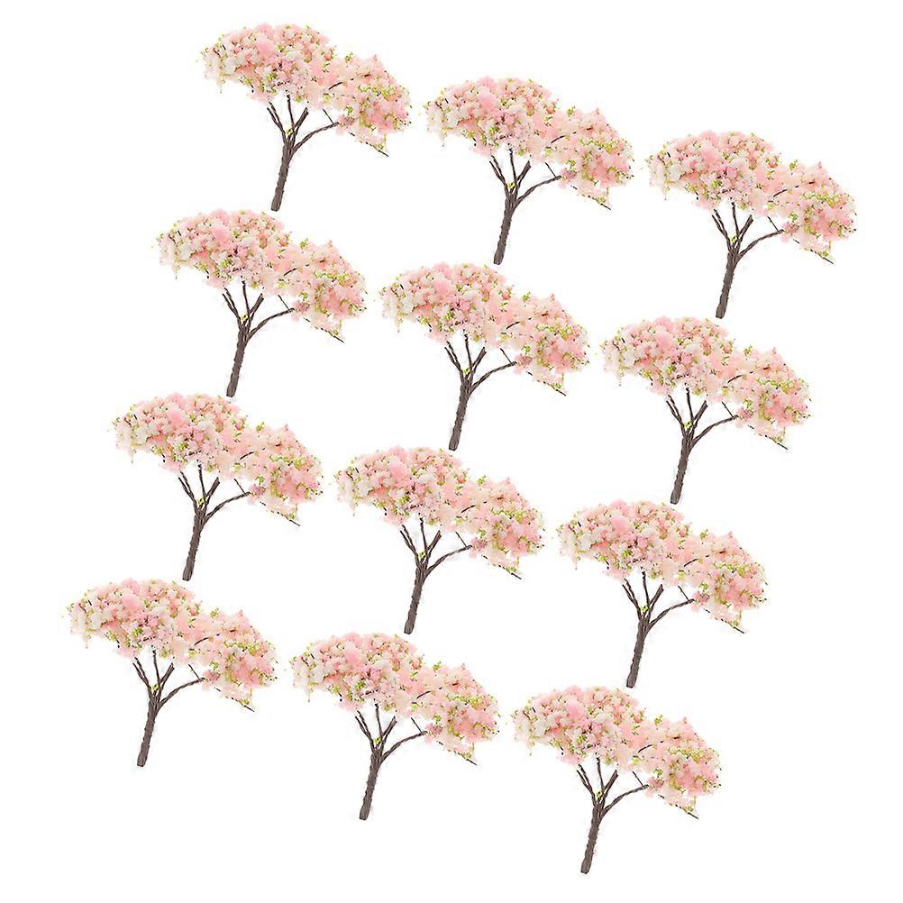 Artificial Miniature Tree For Micro Landscapes Model Railroad Scenery Realistic Cherry Blossom Tree Multi Color 6.50X5.00X4.50CM 12Pcs