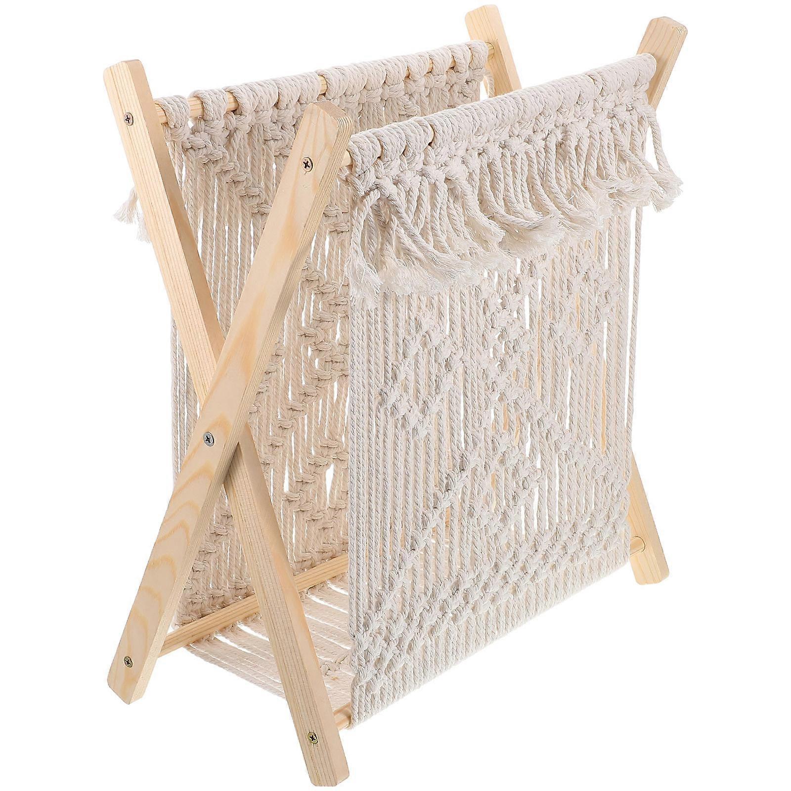 Cotton Rope Woven Magazine Rack for Home Beige Storage basket with Multifunctional Design 12.5 x 8.5 x 14 inches