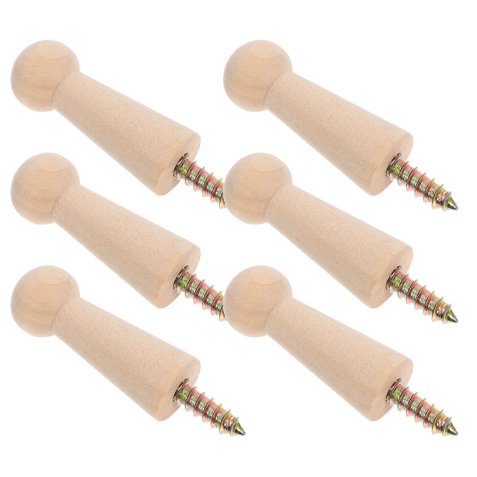 6pcs Wooden Coat Hooks for Coats, Hats, Towels – Natural Wood Hangers, Minimalist Design for Home Entryway & Bathroom Organization