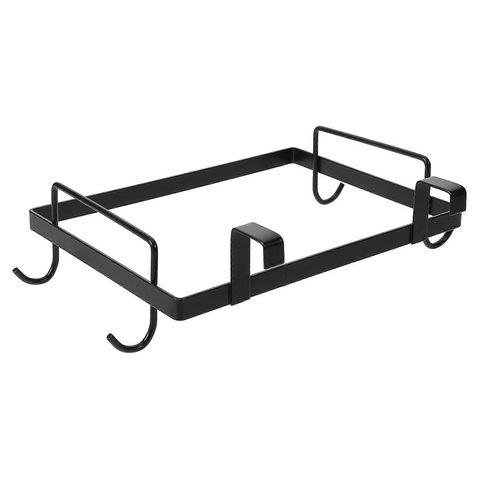 Black Iron Garbage Bag Rack for Kitchen Bathroom with Multifunctional Storage Shelf Hanging Design Saving Space 10.2x7.9x15.7 Inches