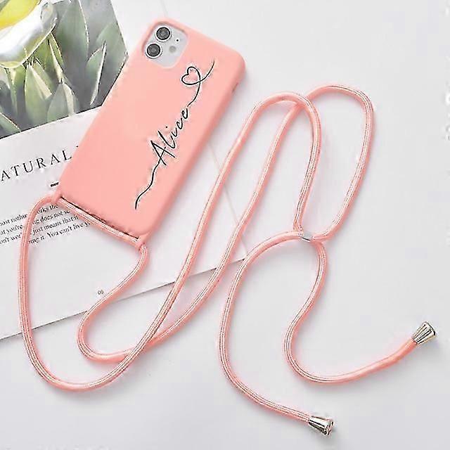 Soft Silicone Case with Custom Name for iPhone, Case With Strap for iPhone XR