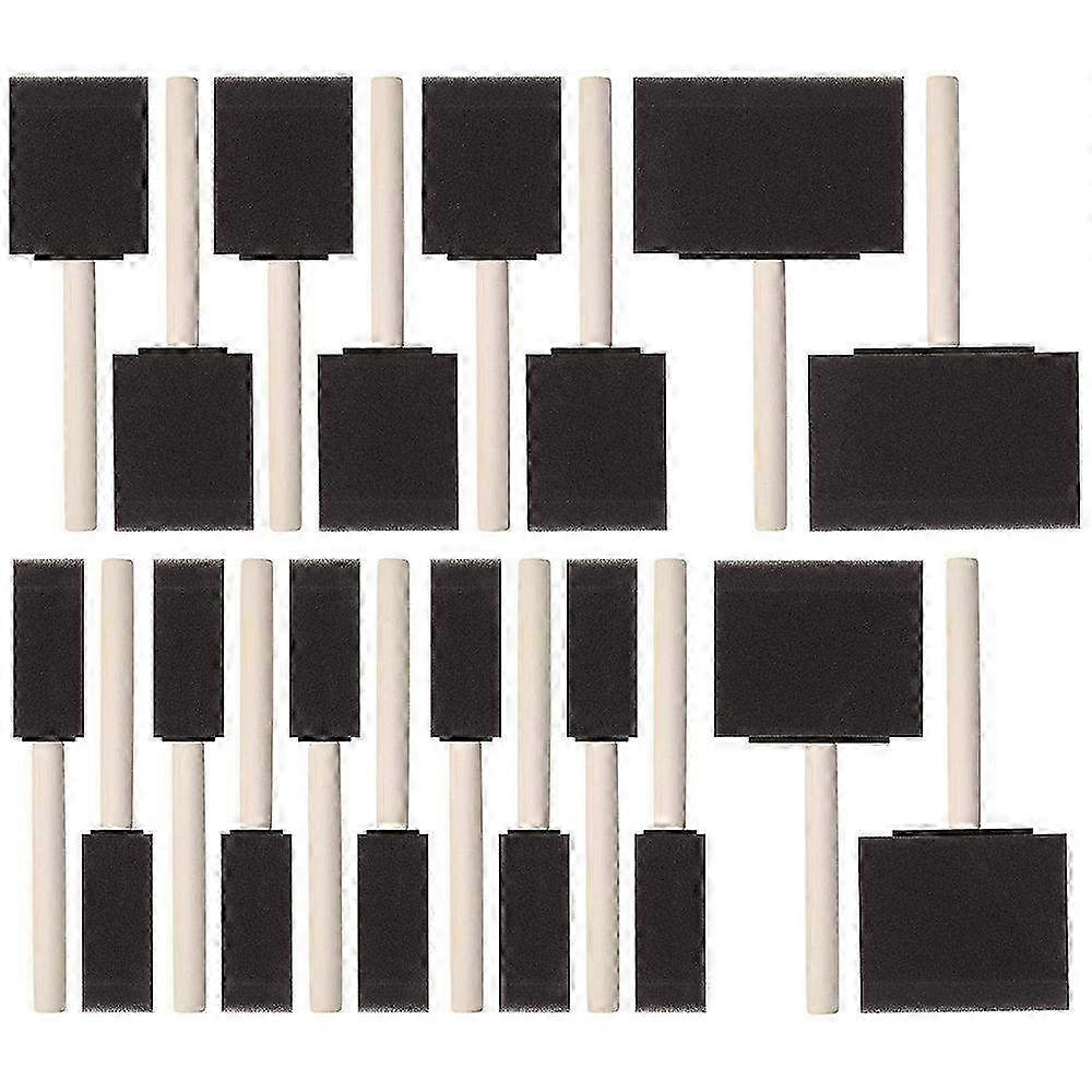 Foam Stippling Brush Set with Wooden Handles - 4 Sizes for Craft Painting & Art Projects - High-Quality Foam Brushes