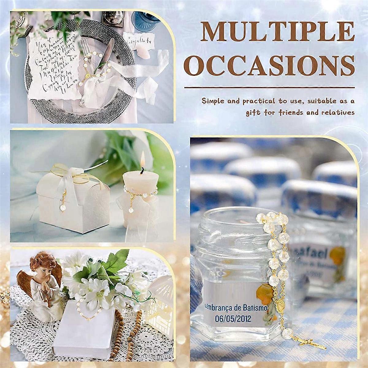 90Pcs Baptism Rosary Acrylic Rosary Beads Mini Rosaries with for the First Communion Baptism Party F