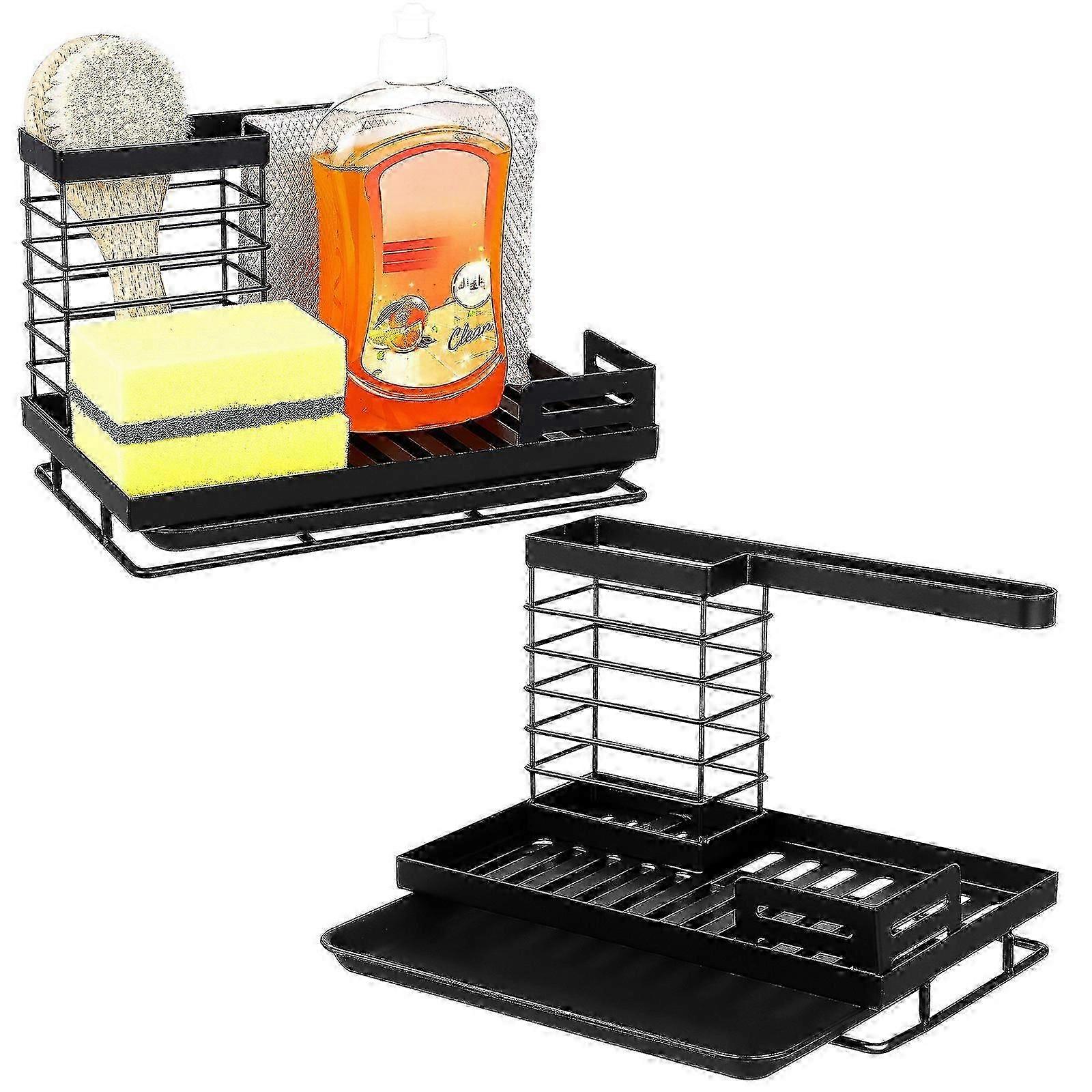 2 Pcs Non-slip Sponge Holders, Soap Dish & Brush Storage Rack for Kitchen Sink