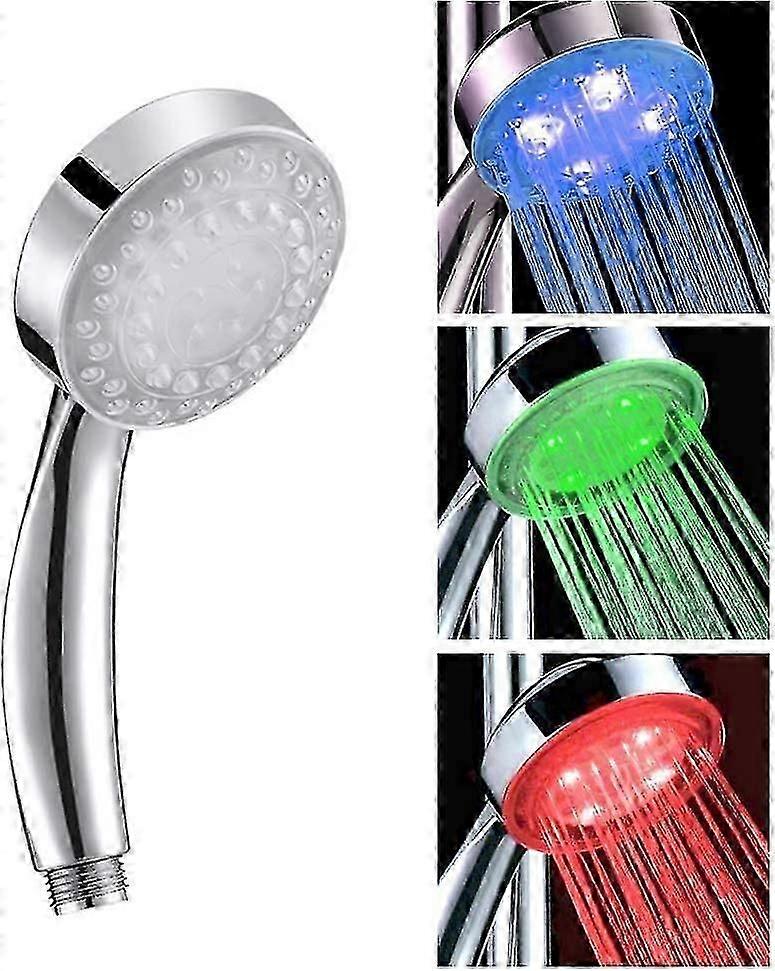 LED-Duschkopf 7 Farbwechsel Blau/Grün/Rotes Wasserlicht Glühtemperatursensor Wirtschaftliche Handbrause für Badezimmer