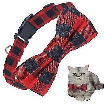 Artykuły dla zwierząt Boże Narodzenie Obroża dla zwierząt Bowknot Plaid Dog Collar