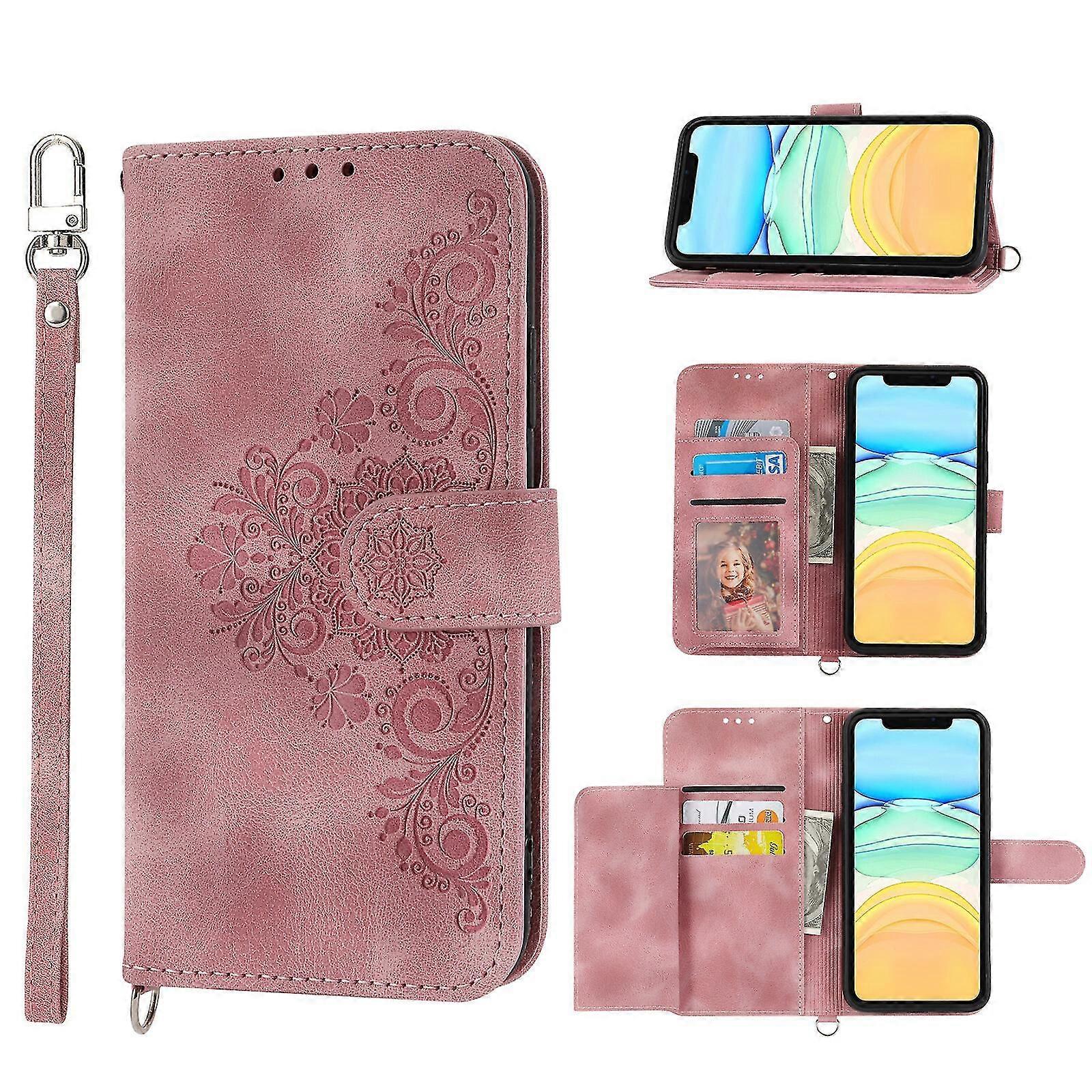 For iPhone 11 Case, Leather Wallet Flip Case With Strap