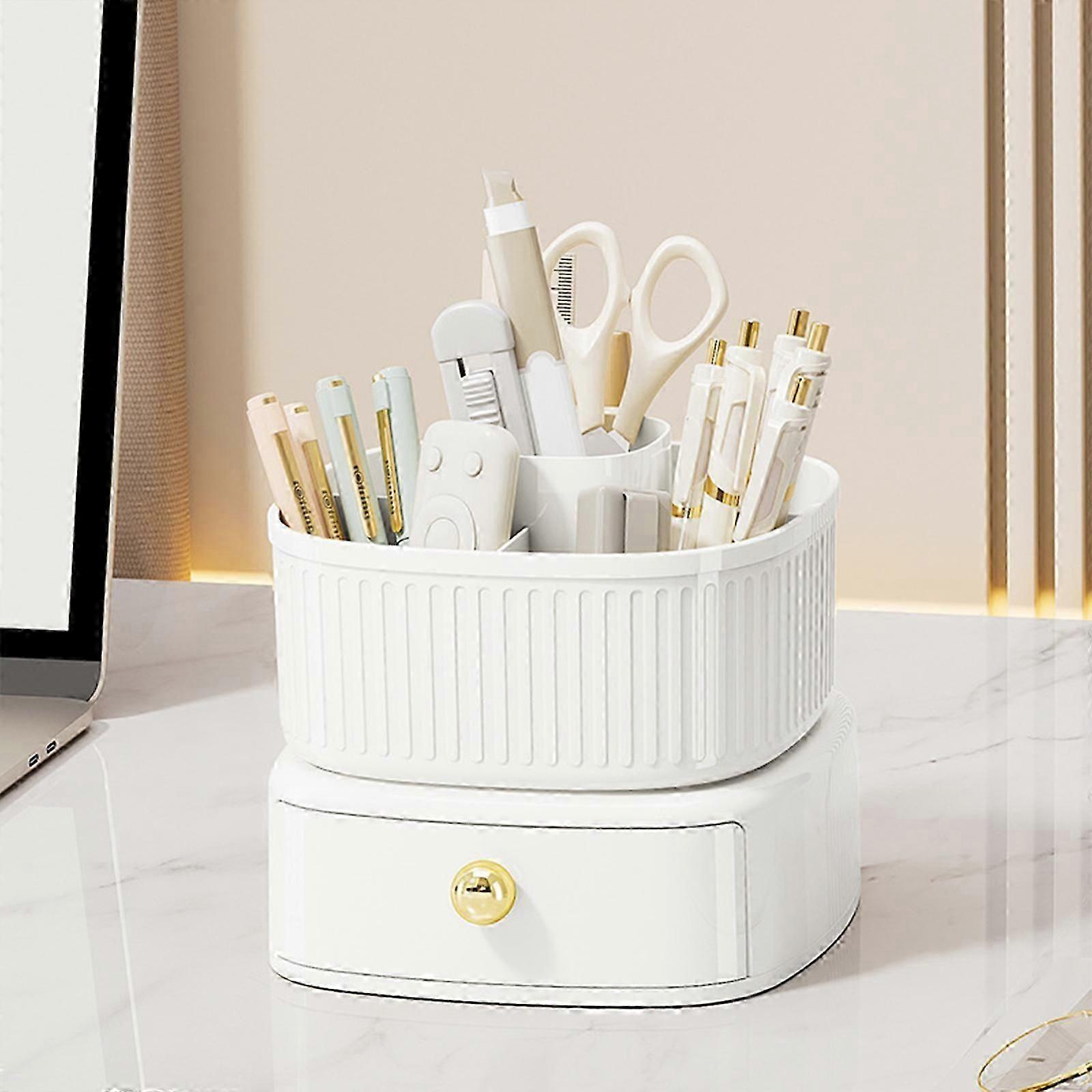 360 Rotating Make-Up Organiser, Dressing Table with Drawer, Perfect for Lipstick, Brushes and Bathroom, Bedroom, Dressing Table Decor