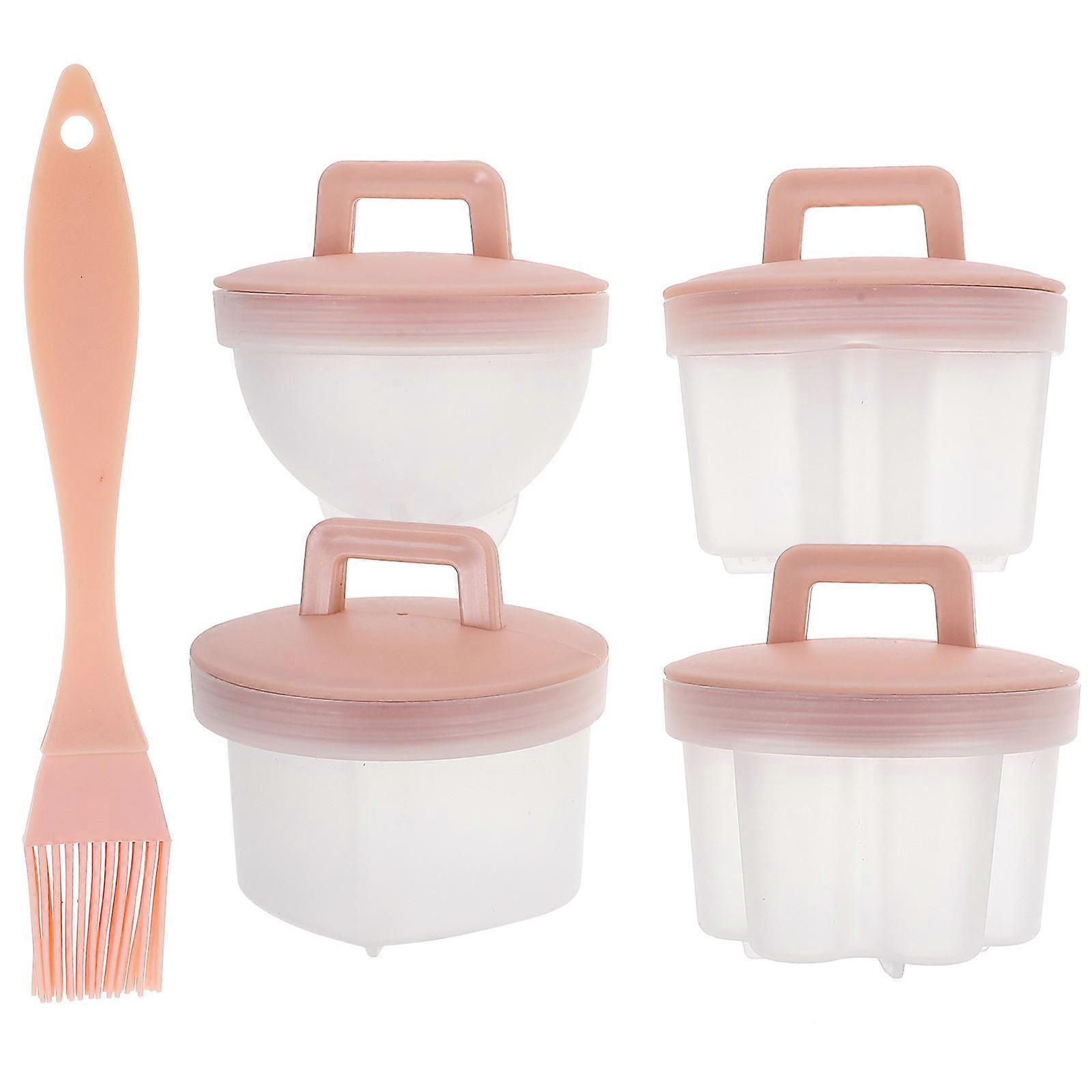 4Pcs Portable Egg Cooker Mold For Family Meals Microwave Safe With Easy To Wash Features In Pink