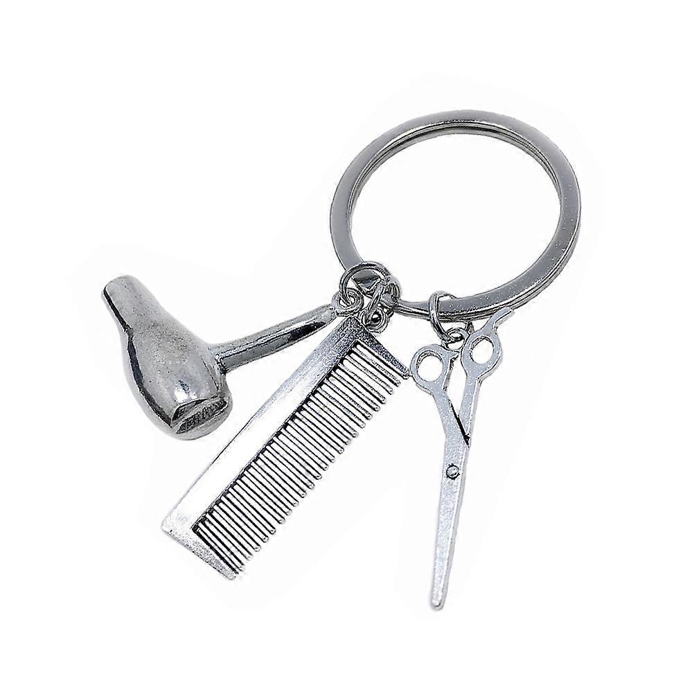 Barber Key Chain Alloy Key Ring with Hair Dryer Charm