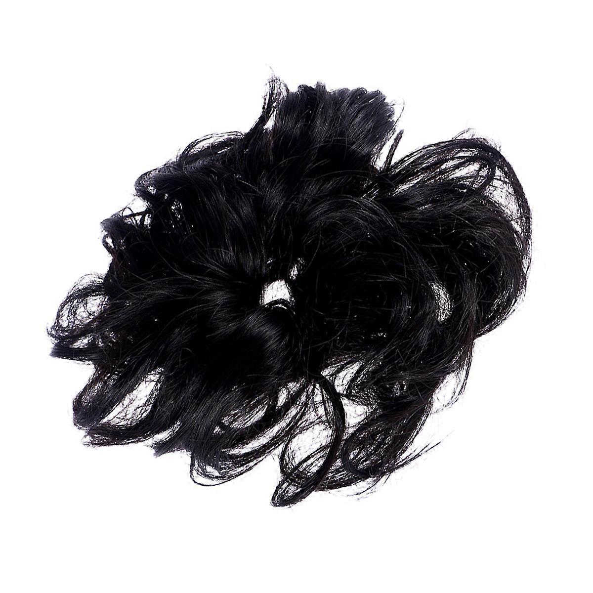 Wavy Synthetic Hair Bun Extension for Durable Long Term Use Black Perfect for Women Party Photos