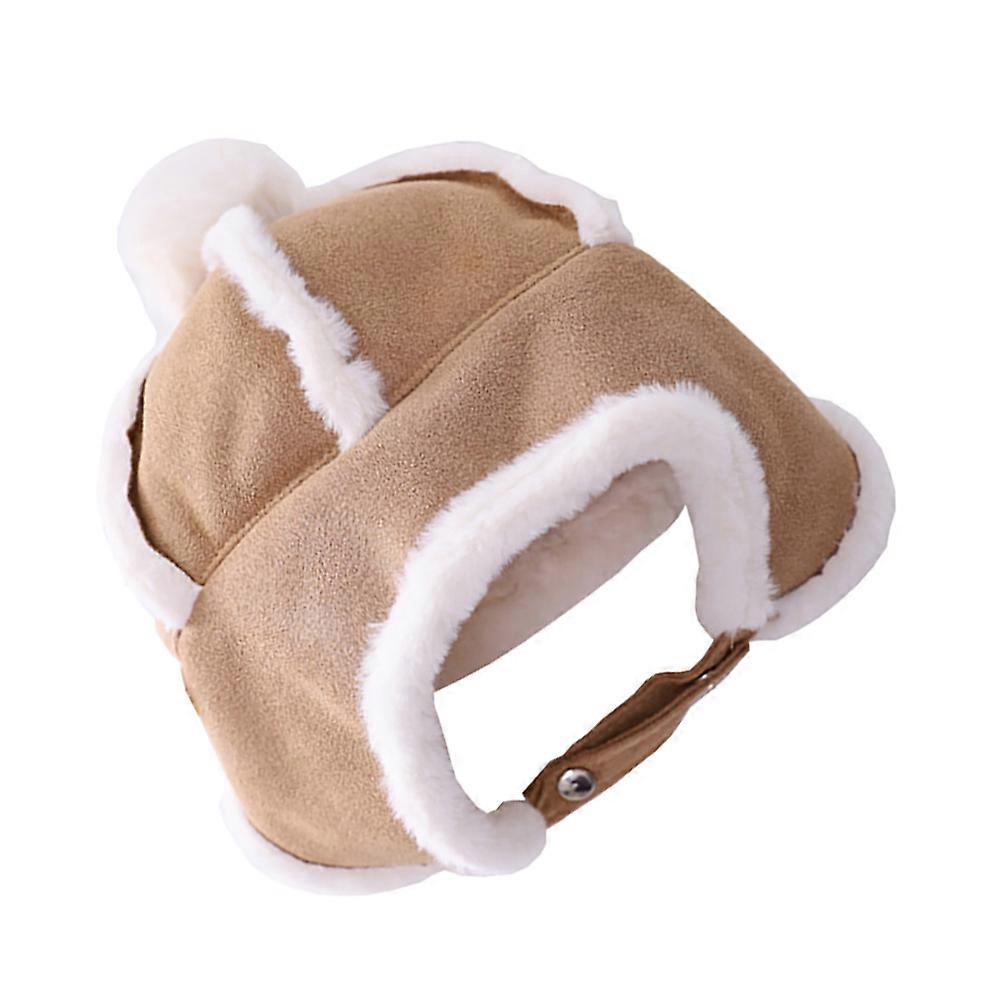 Thickened Plush Winter Ear Flap Beanie – Soft Warm Knit Hat for Outdoor Activities, Skiing, Snowboarding – Cute Design for Daily Wear – Unisex Khaki