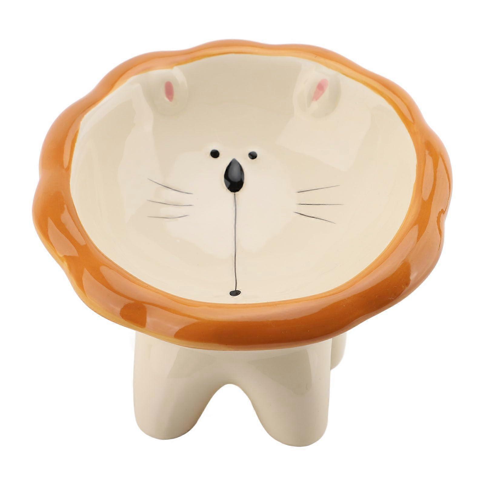 Elevated Cat Bowl, Angled Ceramic Design, Charming Pet Pattern, Wide Anti-Tip Raised Feeders for Cats