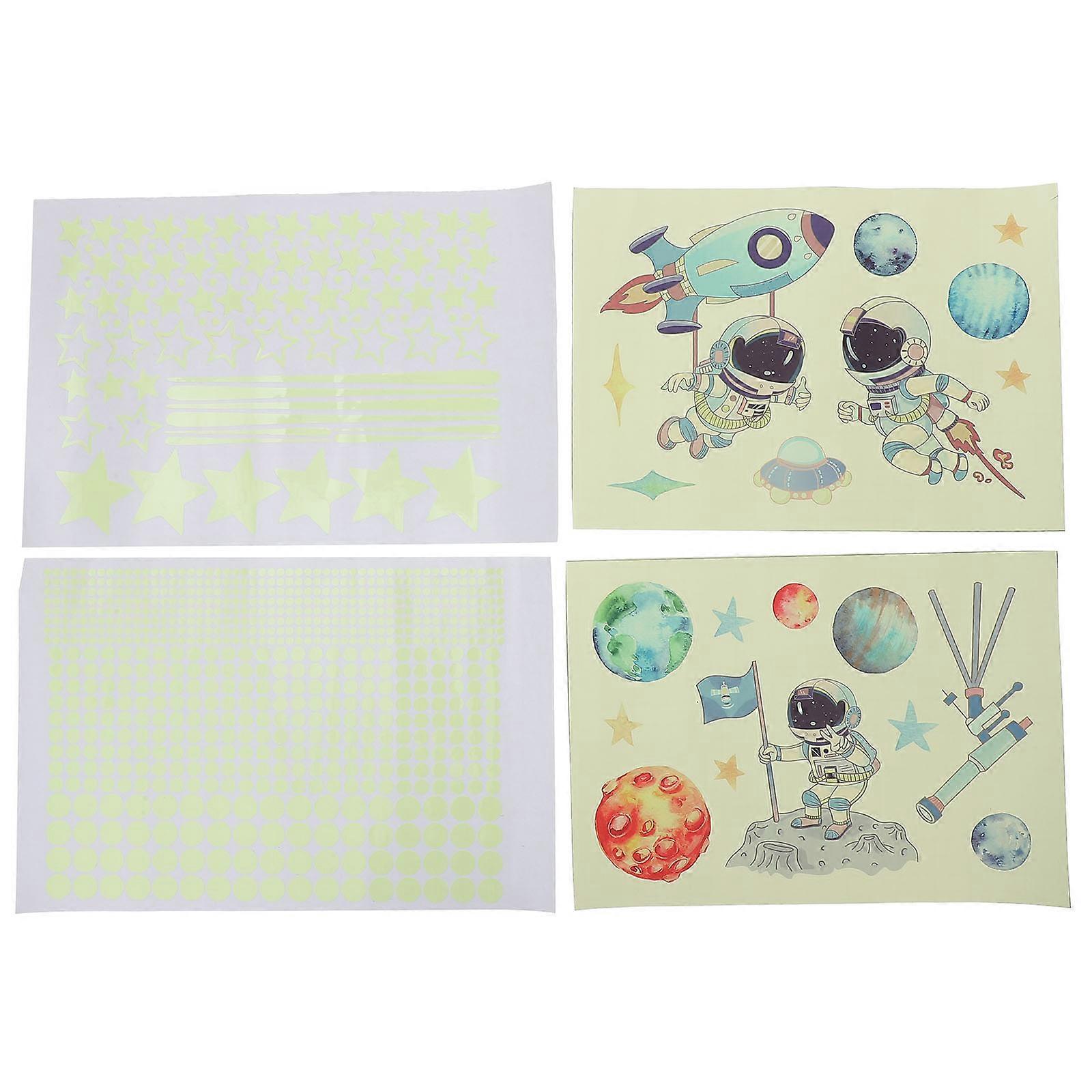 Glow in the Dark Wall Decals, Luminous Space Theme Stickers for Bedroom, Removable Stars and Astronaut Design for Boys, Easy to Apply and Reposition