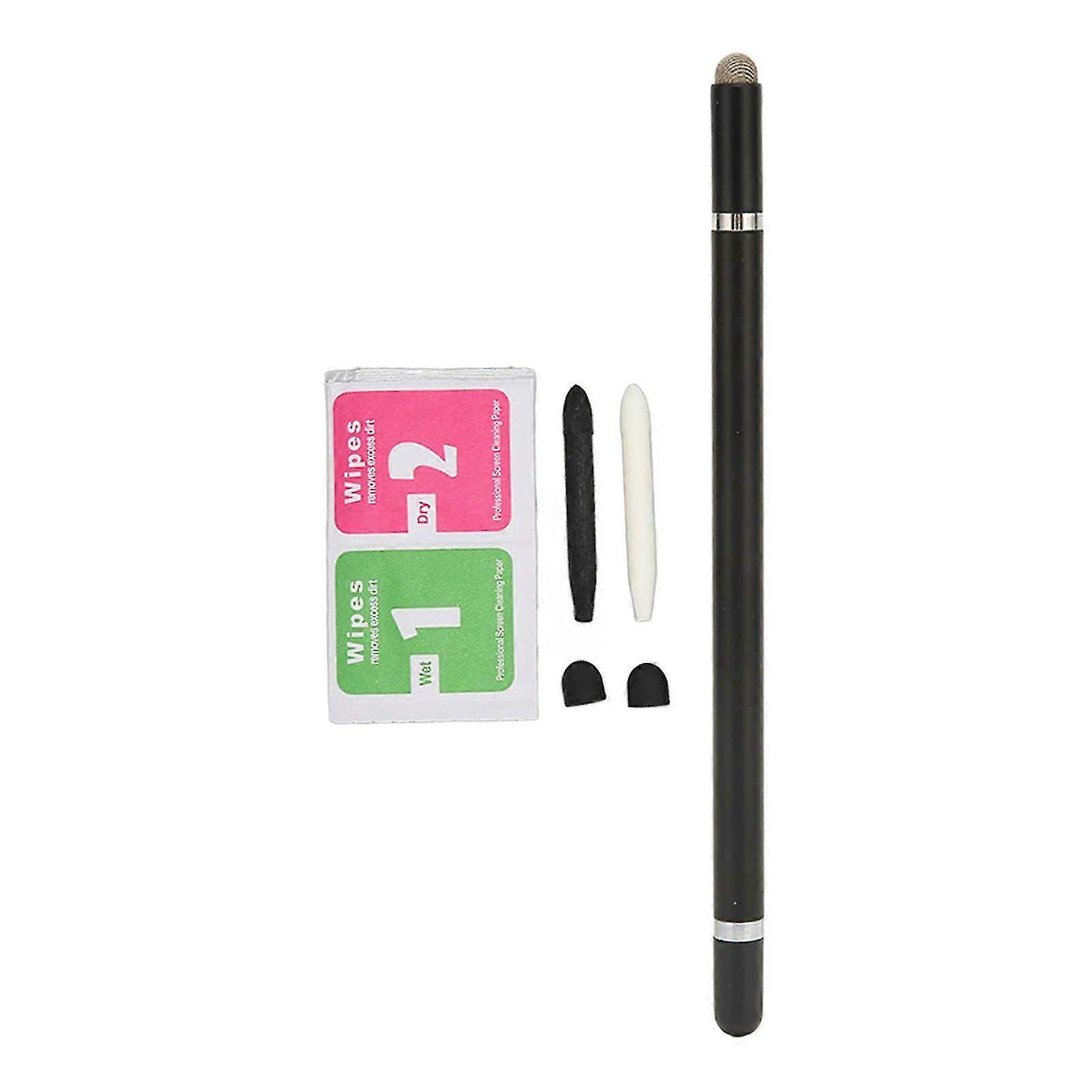 3-in-1 Multifunctional Capacitive Stylus Pen - Accurate Positioning with 2 Fiber Nibs for Tablets & Mobile Phones in Sleek Black