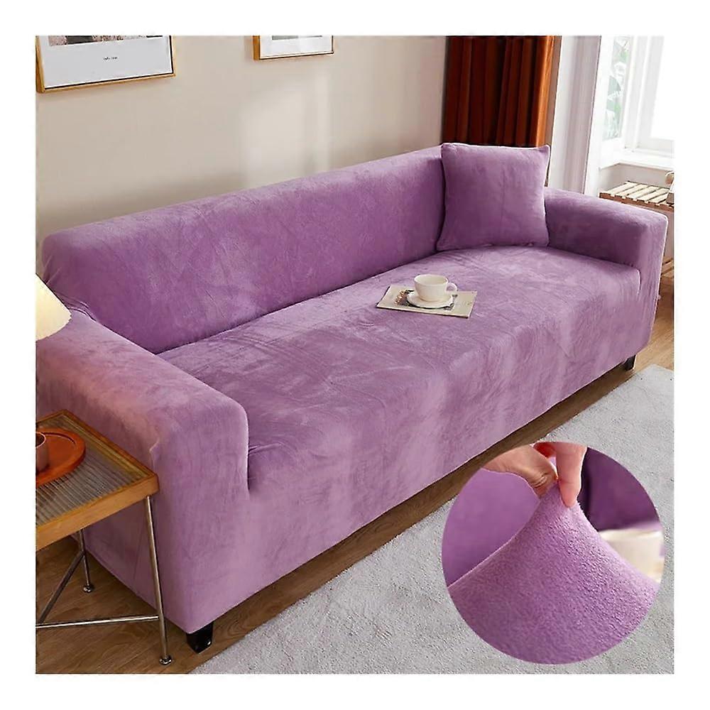 Velvet Elastic Non-Slip Sofa Slipcover in Color 04, Thicken 4-Seat Couch Protector for Living Room (235-300cm)