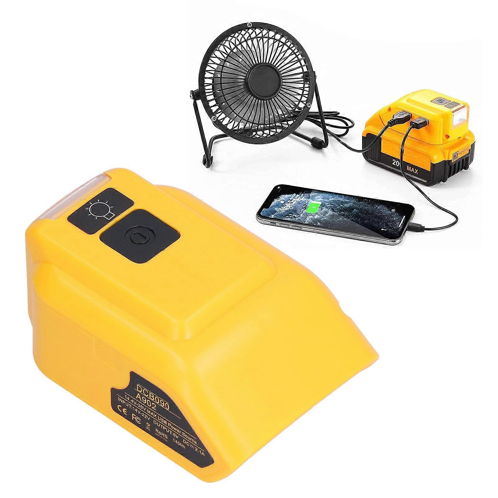 Battery Charger Adapter Converter LED Work Light for 14V‑22V USB Charging DC12V Output DCB090Without 12VDC Hole 