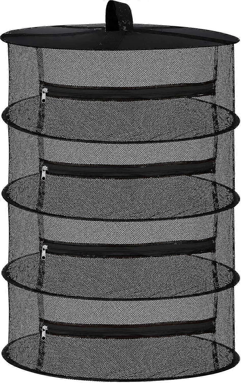 4-Tier Hanging Mesh Herb Dryer With Zippered Compartments And Foldable Design For Efficient Drying