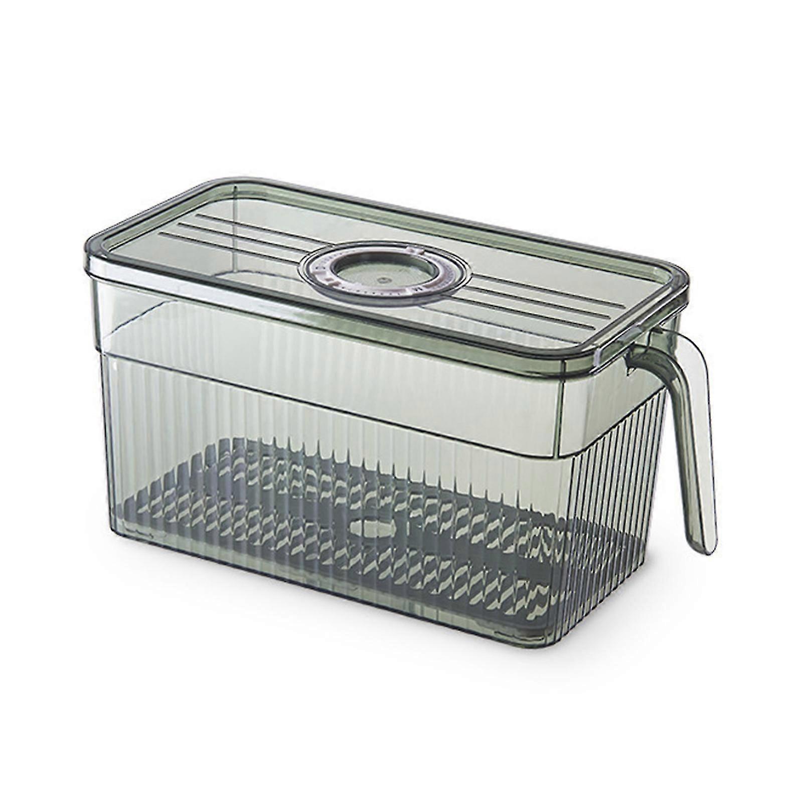 Stackable Refrigerator Storage Box With Handle Drainage Partition Time Keepers Box Kitchen Accessories