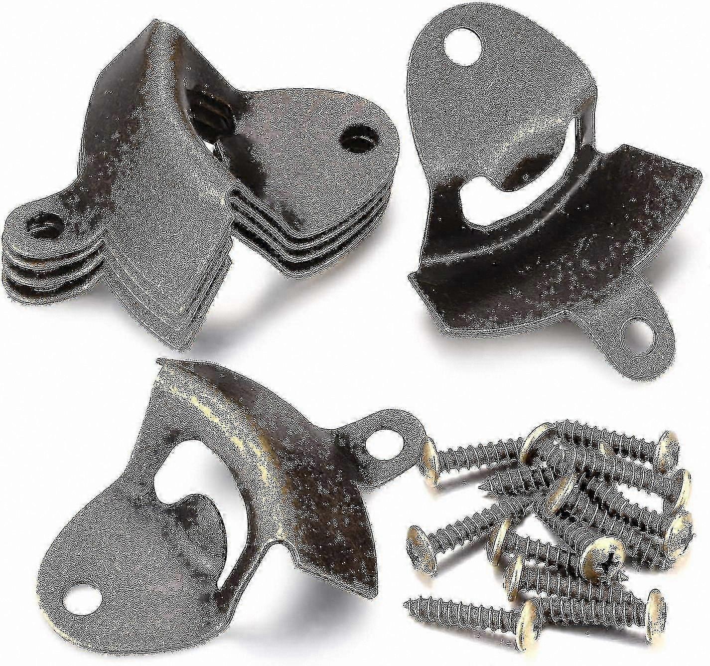 Set of 6 Bronze Vintage Bottle Openers with Mats for Wall Mounting