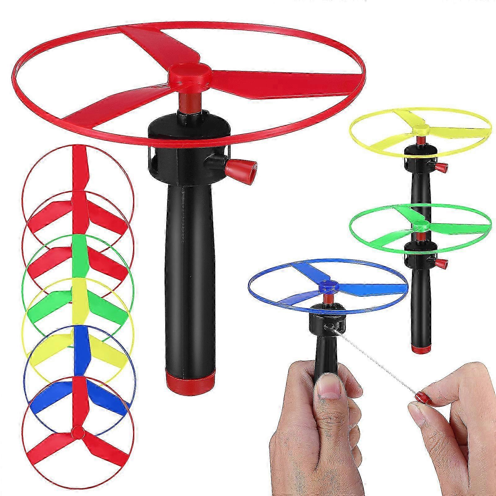 1 Set Propeller Toy Pull String Flying Toys Flying Saucers Toy Outdoor Toys Interactive Training Toy