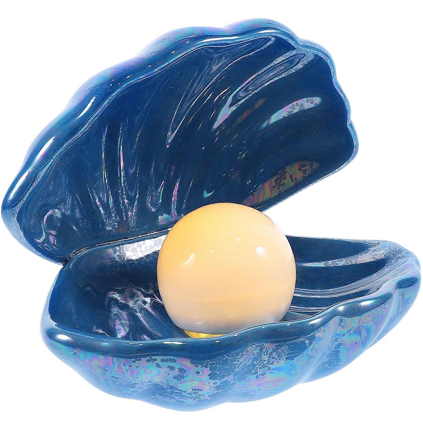 Blue Ceramic Shell Design Lamp for Comfortable Room Atmosphere Lighting 1Pc