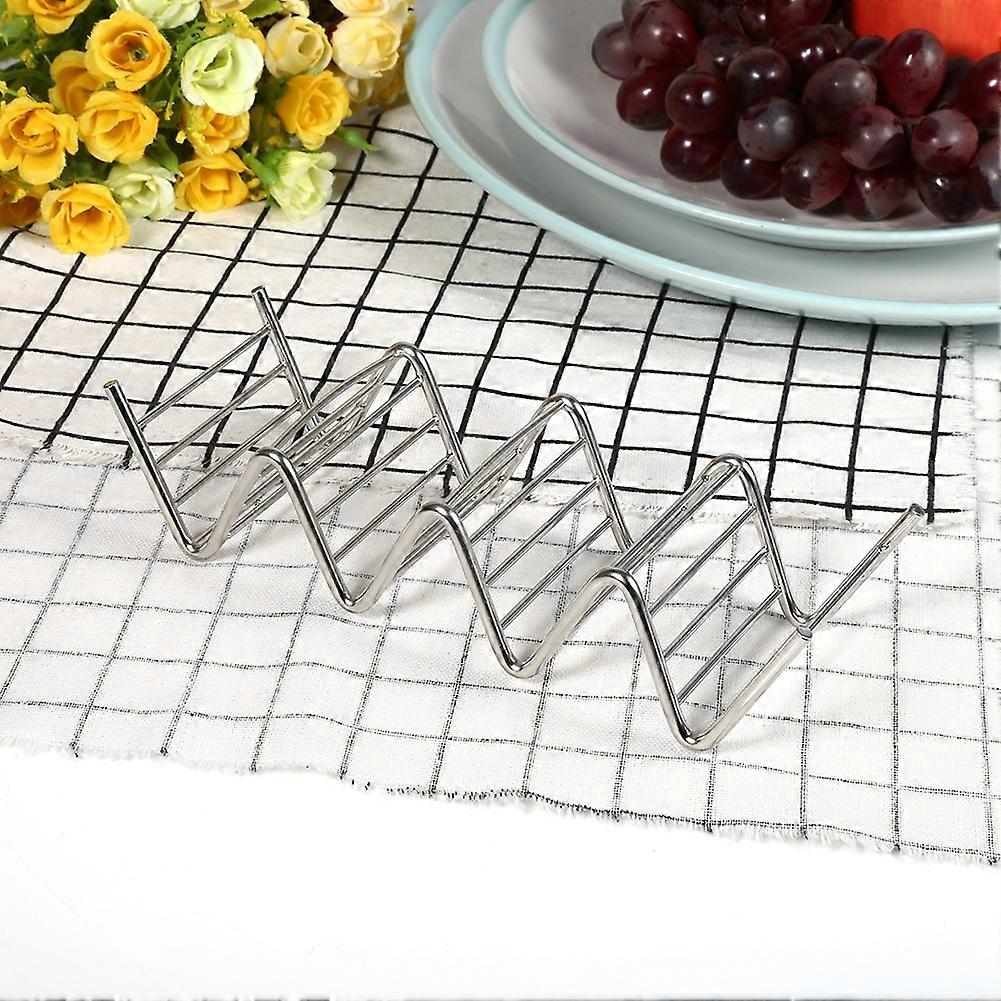 Practical 4-Wave Stainless Steel Taco Holder 18.5x6.5cm, Silver