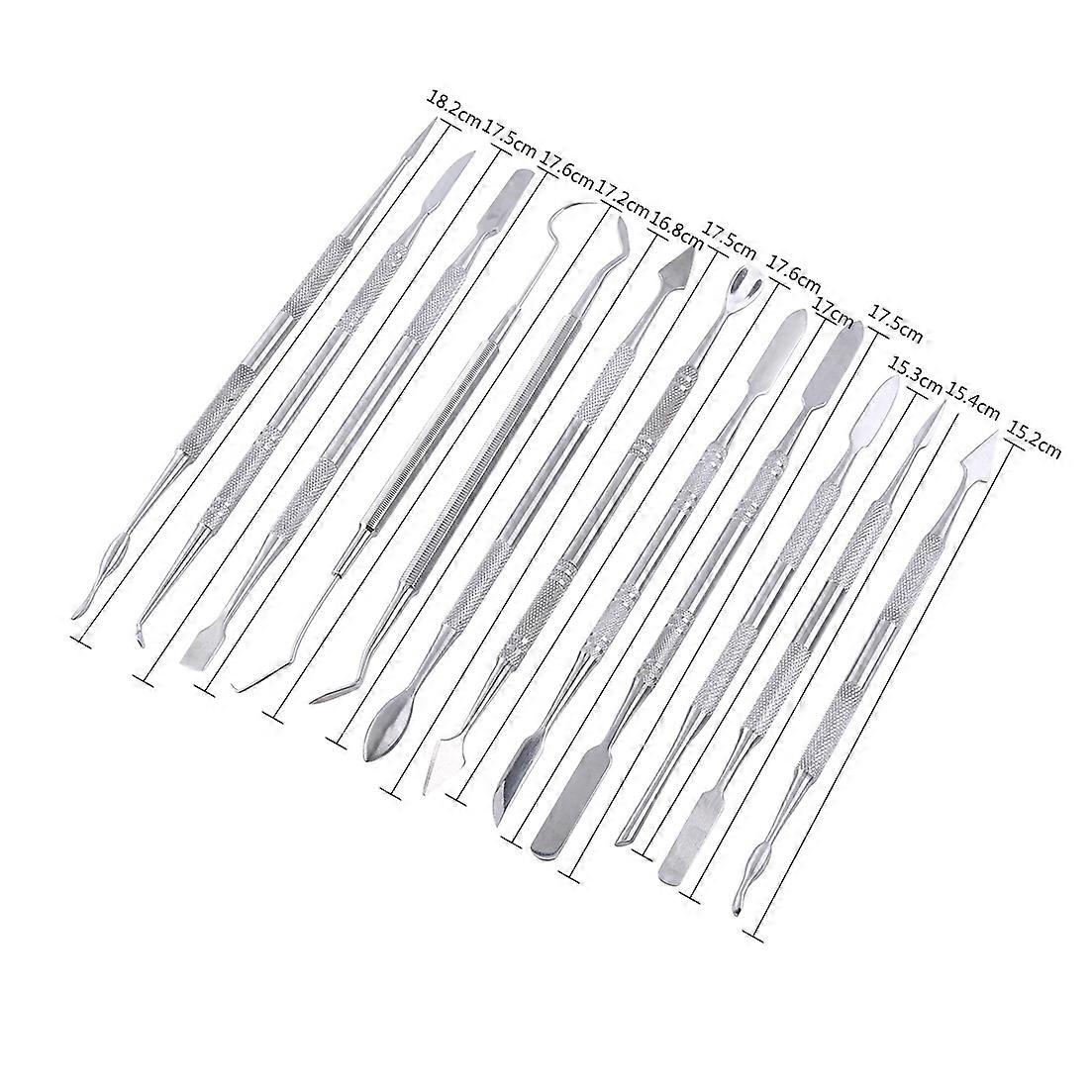 12pcs Stainless Steel Double-Sided Wax Carving Tools Set 15.2-18.2cm