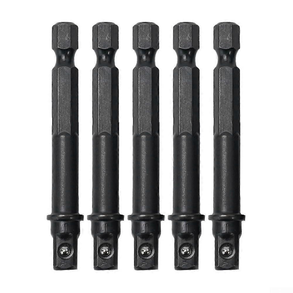 5X Hexagonal to Square Socket Adapter Set, 1/2 Inch, Durable Steel, Tool Compatibility for Socket Wrench Conversion