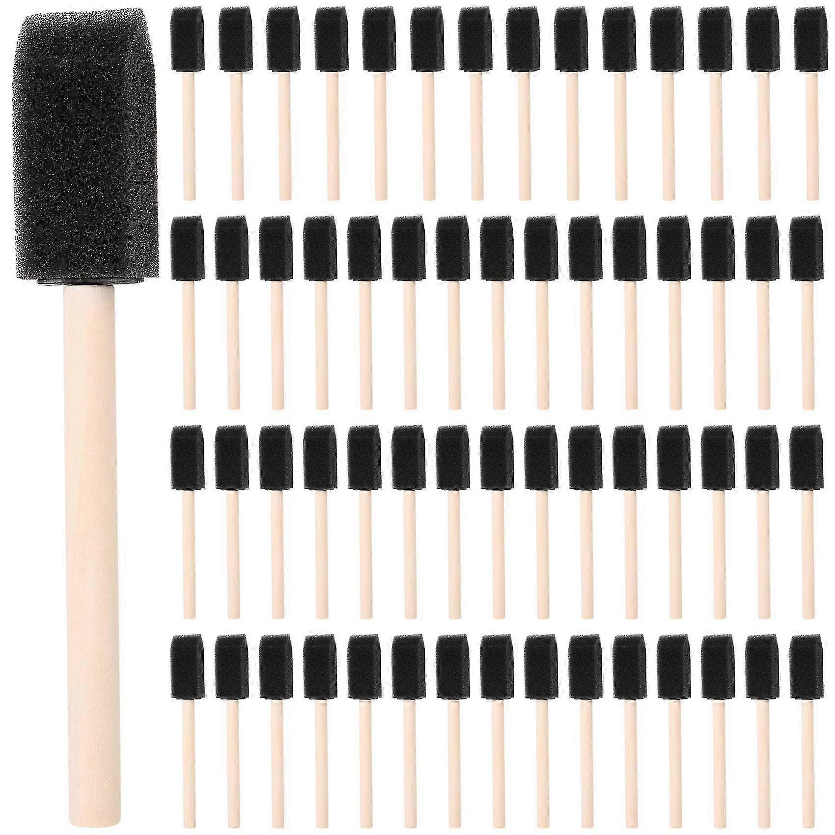 60Pcs Small Foam Paint Brush Set with Wood Handle - 1 Inch Sponge Foam Brushes for Painting Tools Kit