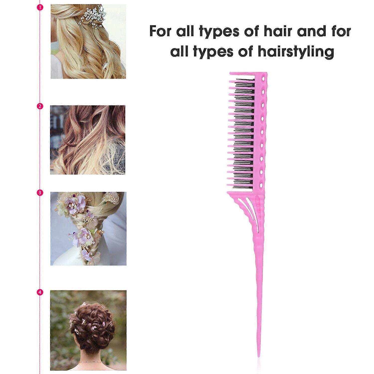 3-Row Teeth Teasing Comb Detangling Brush Rat Tail Comb Adding Volume Back Coming Hairdressing Combs