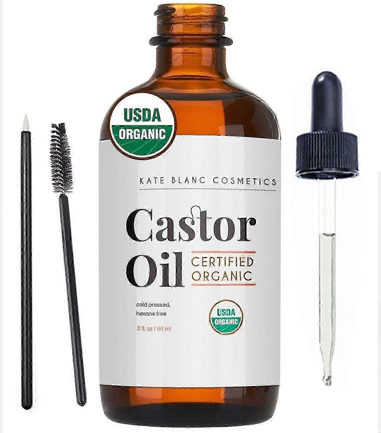 Castor Oil 100% Pure Organic Cold Pressed Unrefined Castor Oil | Hexane Free Extra Virgin | For Hair Growth Eyebrows Eyelashes Skin 60ML