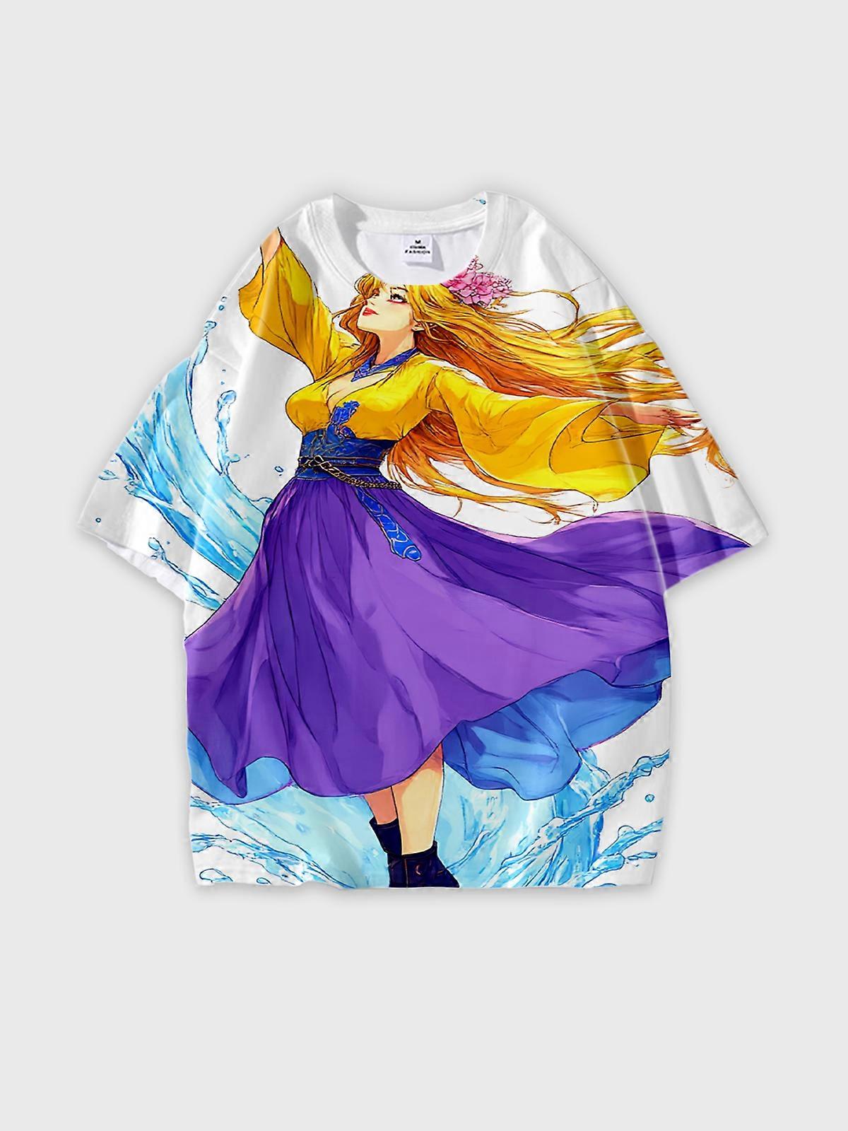 T-Shirt Short Sleeve Round Neck, Summer Casual Loose Graphic Tee, Unisex Pattern V2503