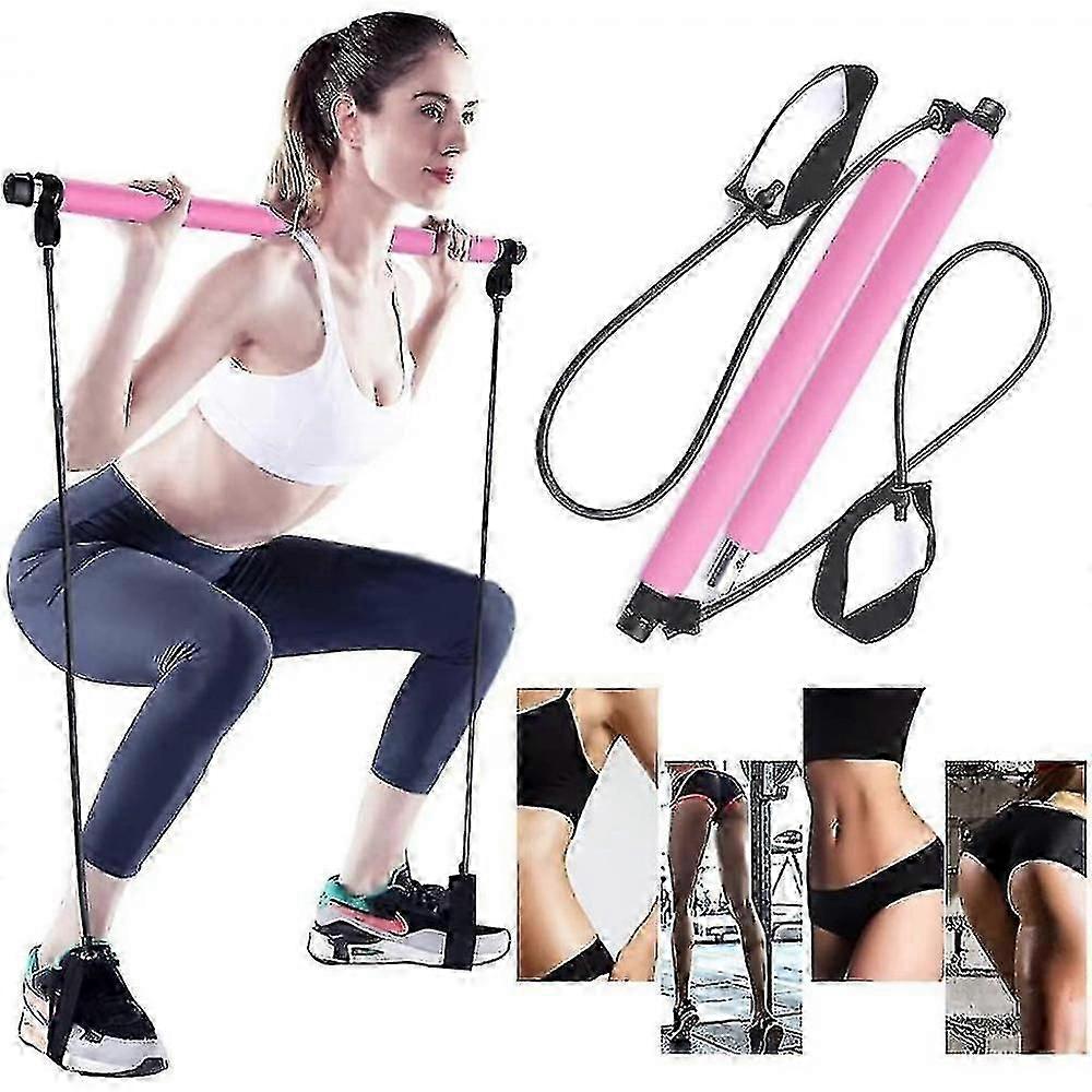 طقم شريط بيلاتيس المحمول مع عصا اليوغا بيلاتيس المقاومة ، شريط التنغيم مع القدم BJE