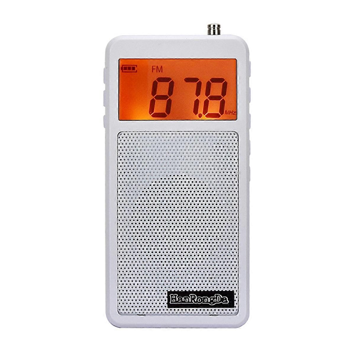 Mini Pocket FM AM Radio Orange Backlight LCD Display Radios with Full Range Speaker Support Sleep Timer