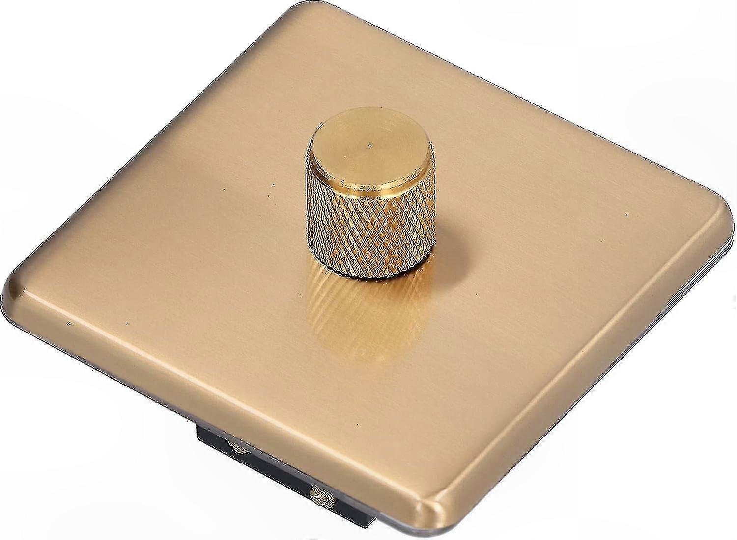 Brushed Brass Dimmer Switch, 86x86mm, Compatible with LED, Incandescent, Halogen Bulbs for Home Lighting Control