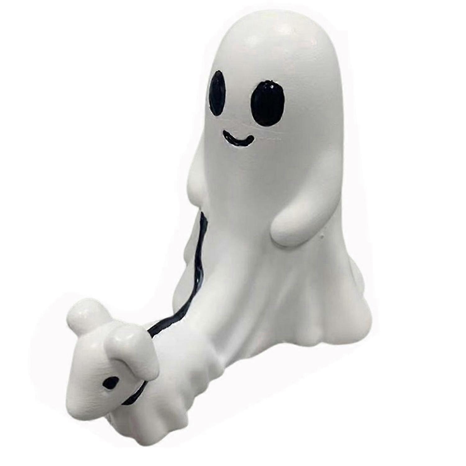 Ghost Walking Dog Statue, Ghost Walking His Ghost Dog (Boy) large