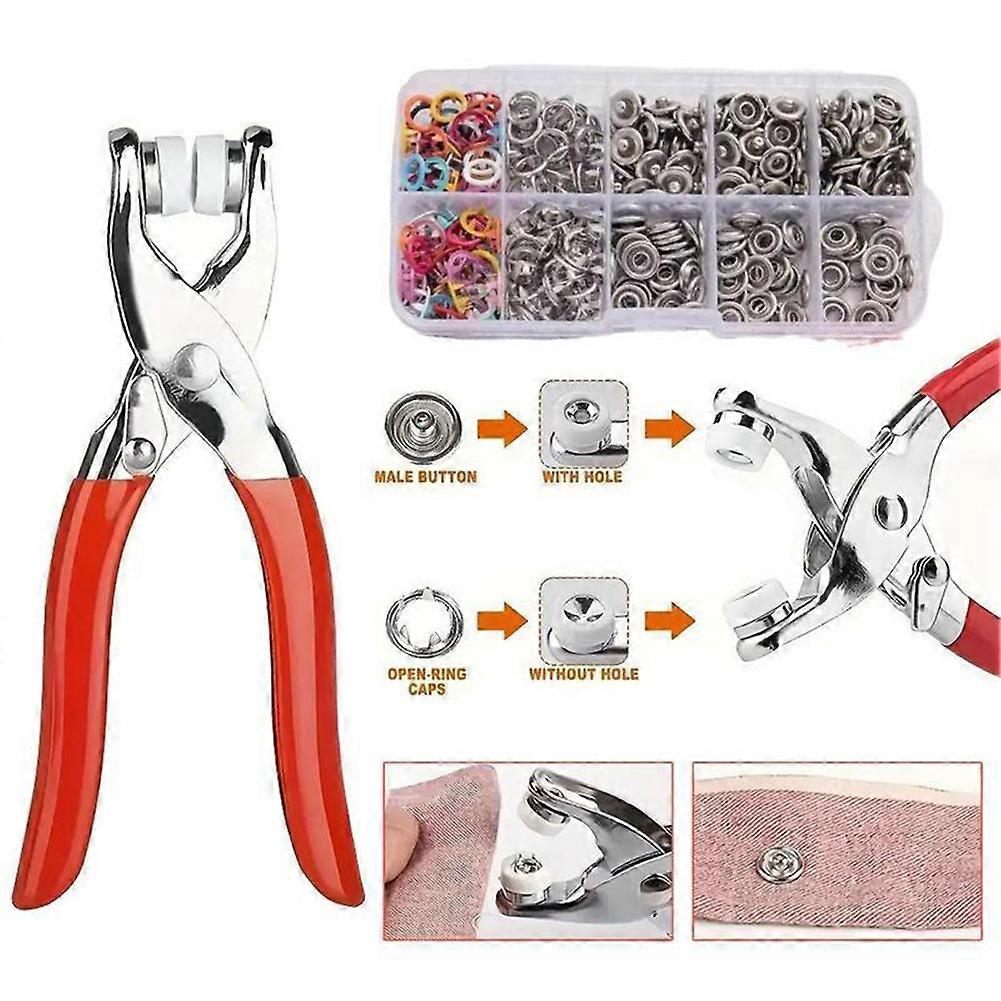 Metal Snap Buttons with Fastener Pliers Press Tool Kit,Multicolor Mixing Hollow Sewing Snaps for Fabric,Prong Snap Button Kits