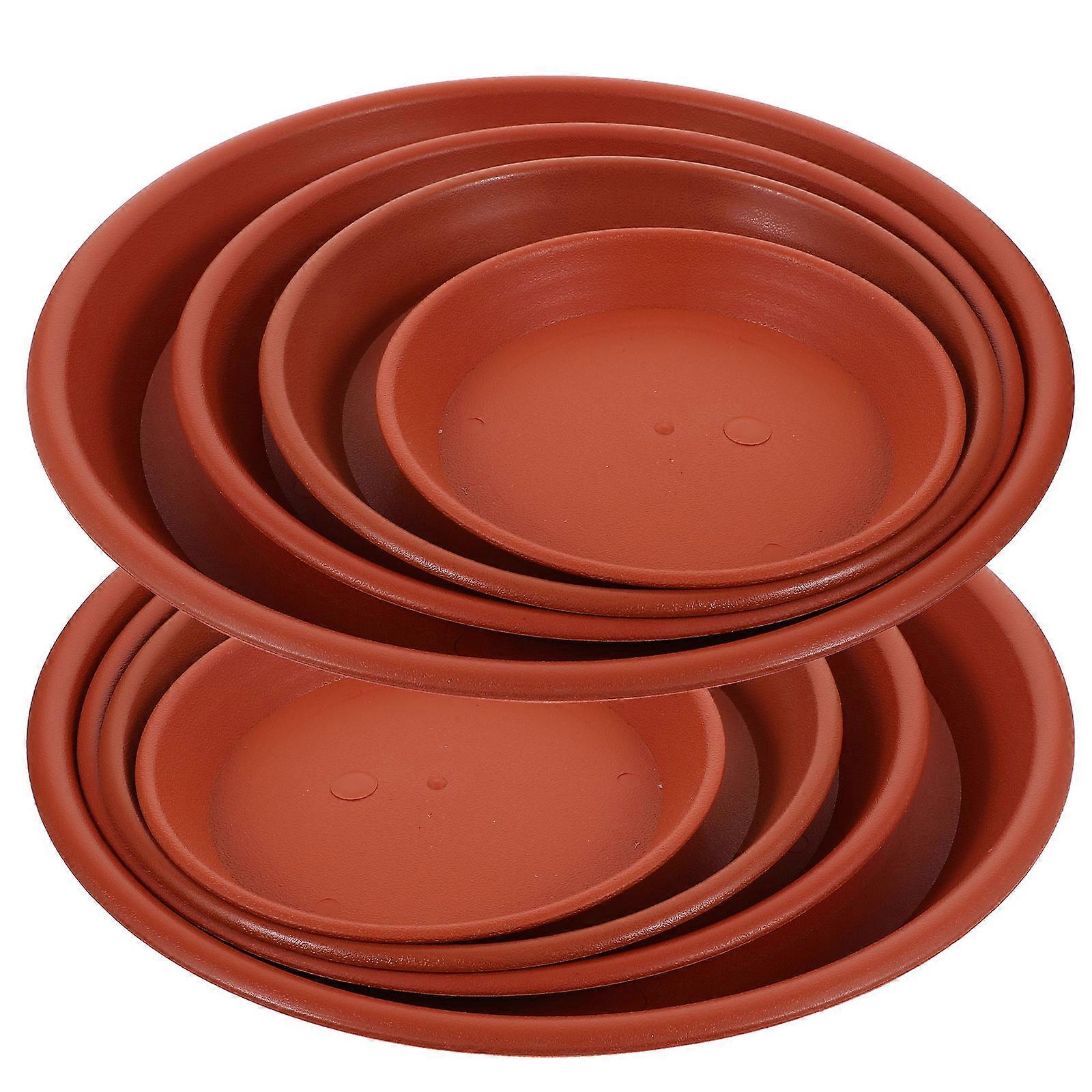 Flower Pot Bottom Tray Resin Material Round Shape 29.00X29.00X3.00cm Anti-Slip For Gardening 8Pcs
