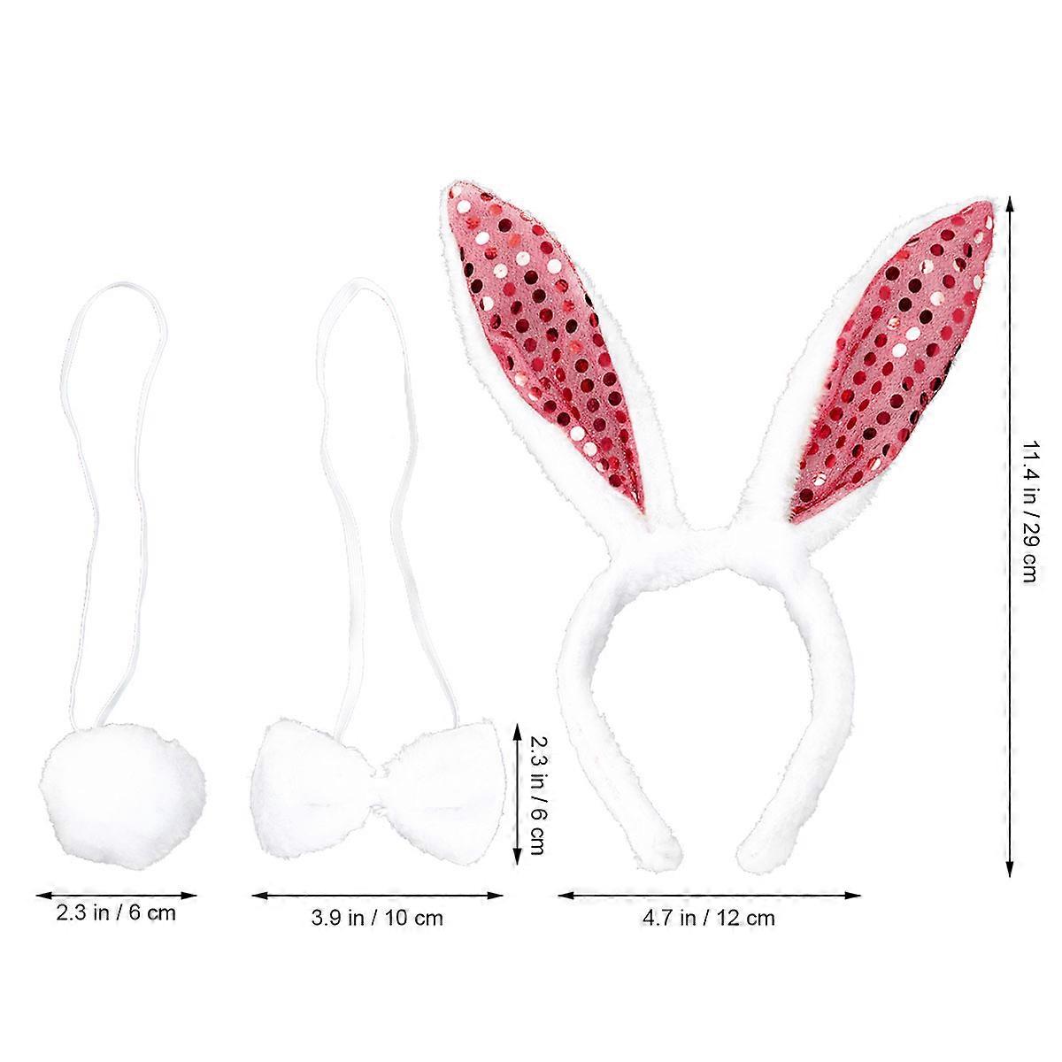 Plush Rabbit Ear Headband Set for Performance 6Pcs Red Decoration