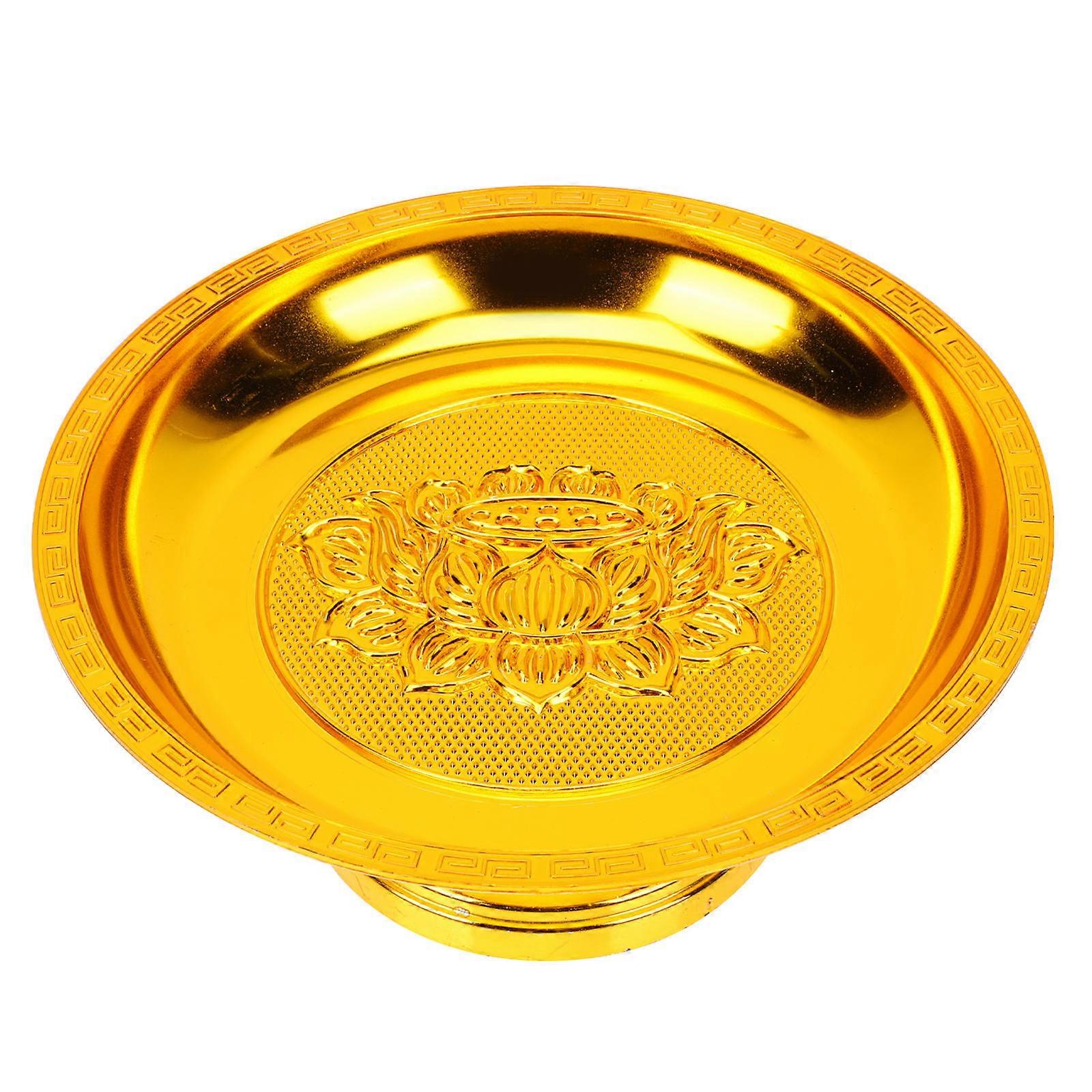 Golden Tribute Dish Serving Tray for Worship