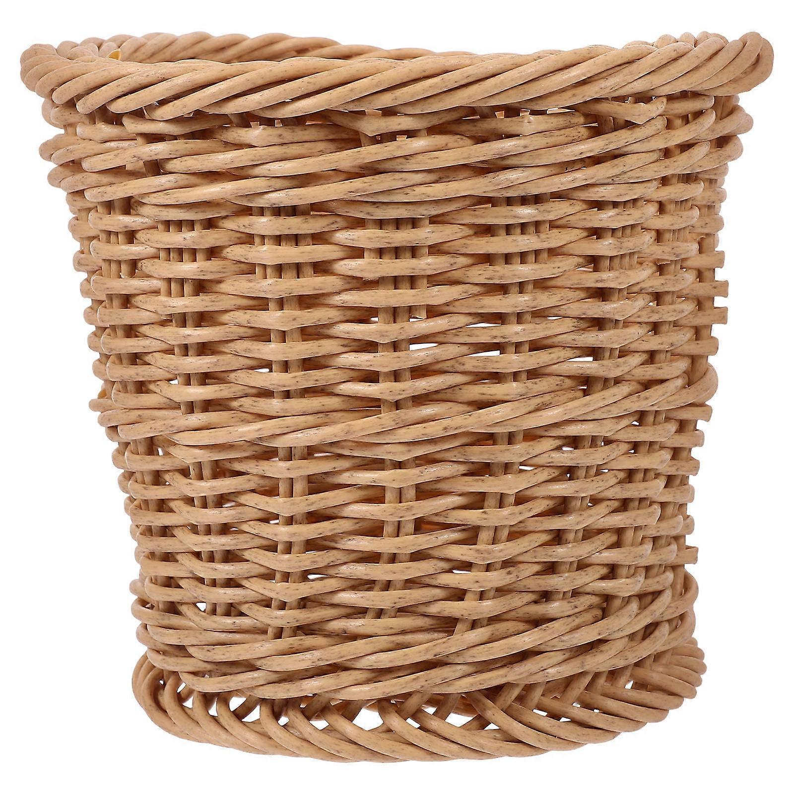 Office Waste Basket for Storage 2Pcs Wicker Round Trash Bin