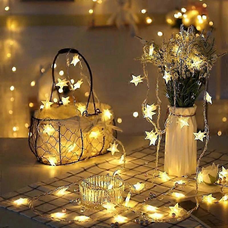 6M 40LEDs Lights 8 Modes Star Lights for Christmas Decorations (Warm White)