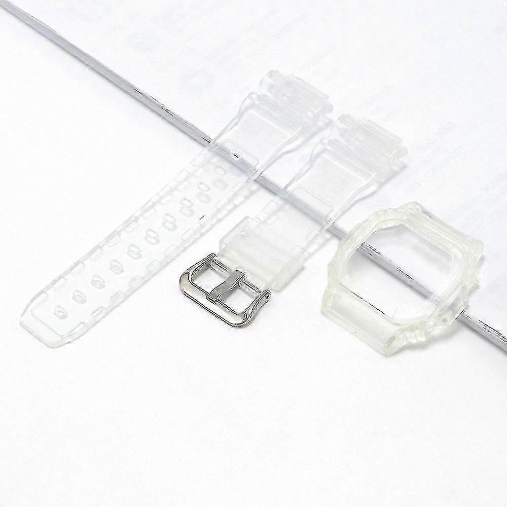Transparent Resin Watch Band with Bezel for G-Shock DW5600 GW-M5610 G-5600 Replacement Strap Case Refit Bracelet