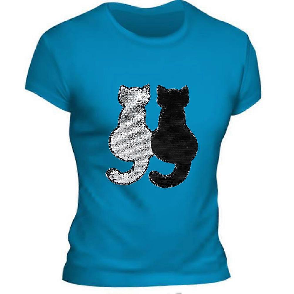 Sequin Cat Patch 2Set Black DIY Sew On Clothes Accessory For Fashion