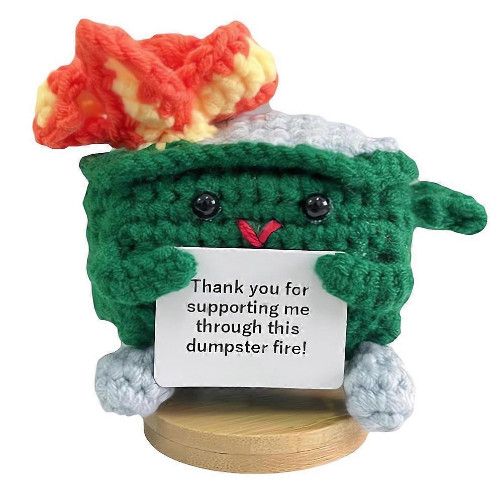 Crochet Positive Doll Cute Dumpster Fire Crochet Doll Green