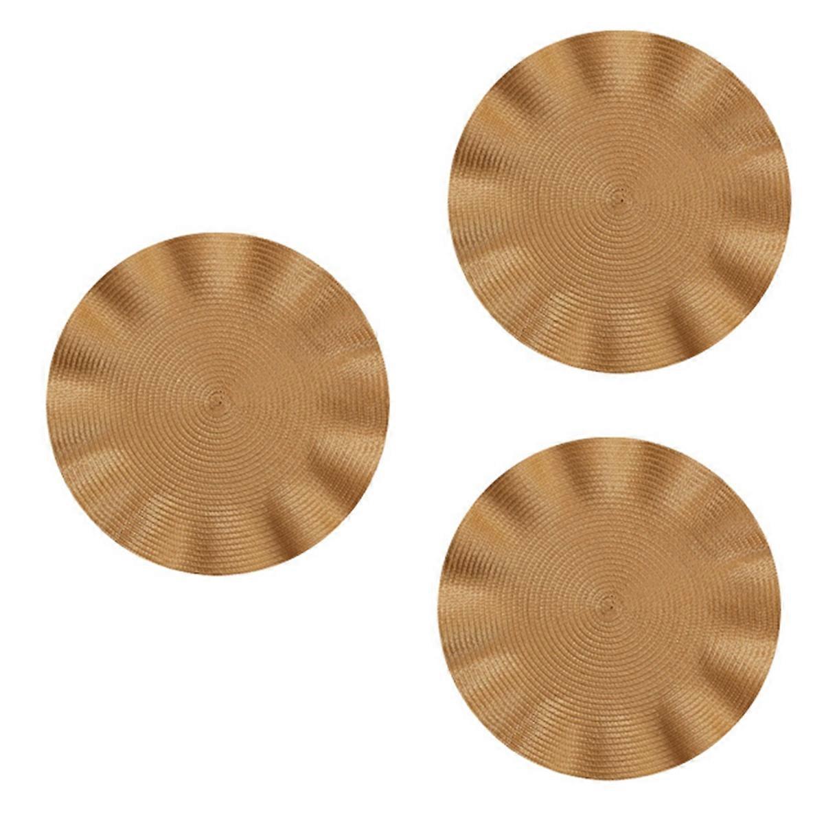 Wave Round Placemat, Round Anti-scalding Mat,Kitchen Table Mat,Gold